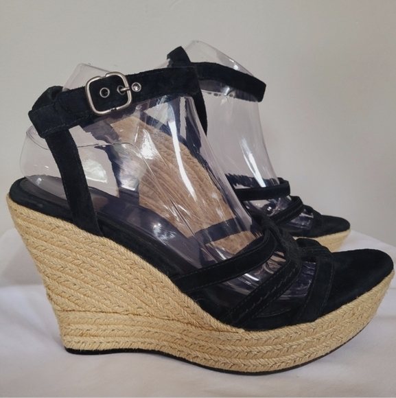 UGG Shoes - UGG Lauri Suede Espadrille Platform Wedge Sandals Strappy Size 10